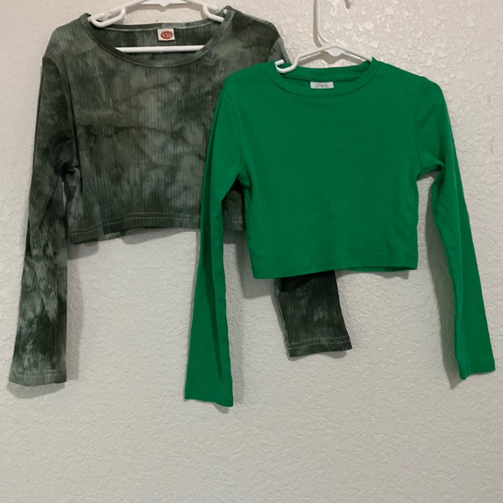 Zara Green Long Sleeve Crop Top/Shein Green Long Sleeve Crop Top